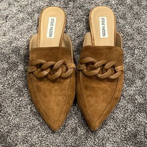 Leather Steve Madden Tan Chain Accent Mules